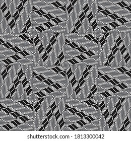 Seamless pattern with bulge oblique silver gray bands