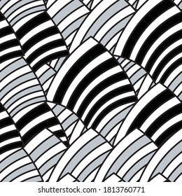 Seamless pattern with bulge oblique silver gray bands