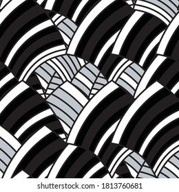 Seamless pattern with bulge oblique white bands