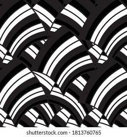 Seamless pattern with bulge oblique white bands
