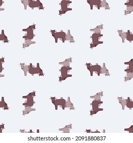 Seamless pattern of bull. Domestic animals on colorful background. Vector illustration for textile prints, fabric, banners, backdrops and wallpapers.