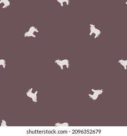 Seamless pattern of bull. Domestic animals on colorful background. Vector illustration for textile prints, fabric, banners, backdrops and wallpapers.