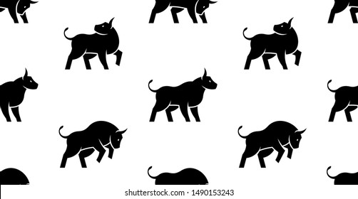 Seamless pattern with Bull Logo. isolated on white background