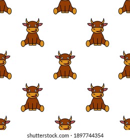 Seamless pattern. The bull is a symbol of the New Year. The character. Vector illustration.