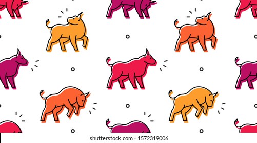 Seamless pattern with Bulls. isolated on white background
