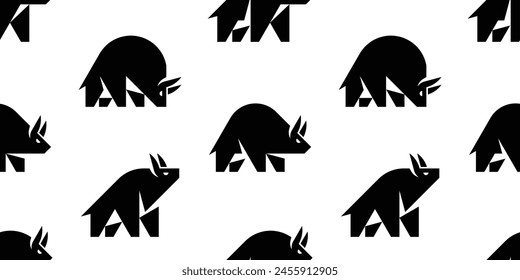 Seamless pattern with Bulls. isolated on white background