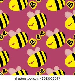Padrão sem emenda com Bumblebee em um fundo rosa
