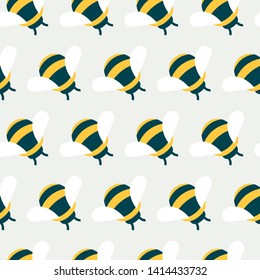 Seamless pattern with bumblebees. Template for summer banner, poster, postcard, print, cover, design fabric, package, wrapping paper. Vector illustration of a bee seamless background. EPS 10