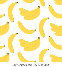 Seamless pattern Bunch and a Single Banana of ripe Bananas. Popular Tropical Fruit Minimalist design. Isolated Vector illustration Banner, Thematic or Recipe Card Background Invite, leaflet, price tag
