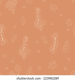 Seamless pattern with bunches of berries and leaves