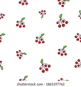 Seamless pattern of bunches of berries. Summer endless background.