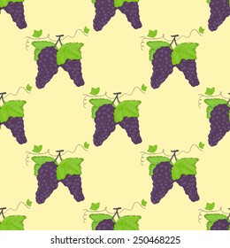  seamless pattern bunches of grapes and green leaves. vector  illustration. vector wallpaper. design element.