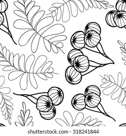 seamless pattern bunches of rowan and leaves