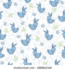 seamless pattern, bunnies, for a boy