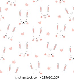 Patrón sin foco con conejitos. Graciosa huella de bebé adorable con siluetas de conejo. Gráficos vectoriales.