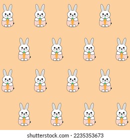 seamless pattern with a bunny and a carrot