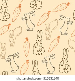 Seamless pattern with bunny and carrot