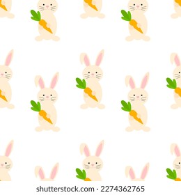 Seamless pattern Bunny with carrot vector illustration