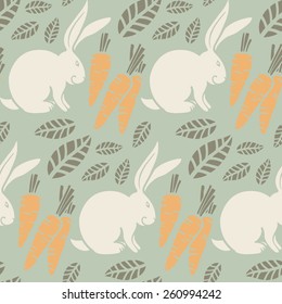 seamless pattern, bunny, carrots