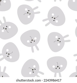 Seamless pattern with bunny. Colorful vector flat for kids. hand drawing. baby design for fabric, print, wrapper, textile