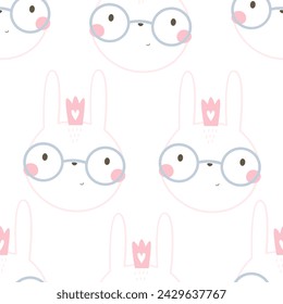 Seamless pattern with bunny. Colorful vector flat for kids. hand drawing. baby design for fabric, print, wrapper, textile
