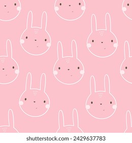 Seamless pattern with bunny. Colorful vector flat for kids. hand drawing. baby design for fabric, print, wrapper, textile
