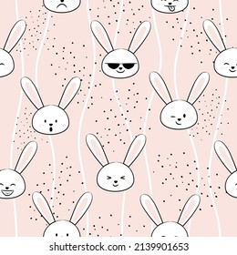 Seamless pattern with bunny. Easter background. Vector illustration.