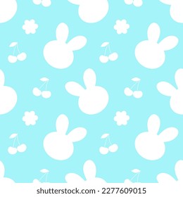 Seamless pattern Bunny flower carrot silhouette vector illustration	