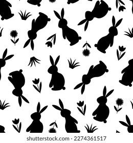 Ilustración vectorial de la silueta de flores y de la conejura sin foco