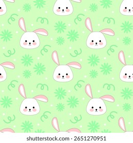 seamless pattern with bunny and flowers, fabric pattern, gift wrapping paper, notebook cover, phone case pattern 