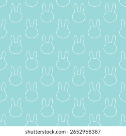 Seamless Pattern of Bunny Outlines on Blue