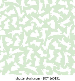 Seamless pattern with bunny silhouettes