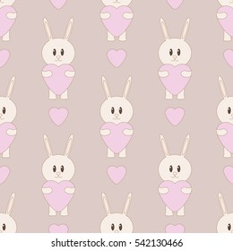 Seamless pattern with bunny for wedding or valenyine's day.