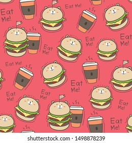 Seamless pattern burger background. Vector Illustration.