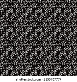 Seamless pattern with burger icons. Black and white hamburger background. Doodle vector burger illustration