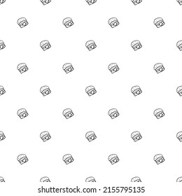 Seamless pattern with burger icons. Black and white hamburger background. Doodle vector burger illustration