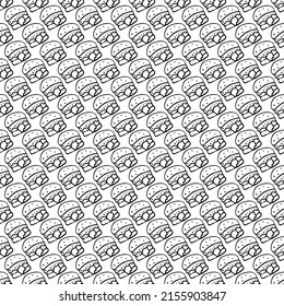 Nahtloses Muster mit Hamburger-Symbolen. Schwarz-weißer Hamburger Hintergrund. Doodle-Vektorburgergrafik
