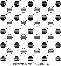Seamless pattern burger on white background