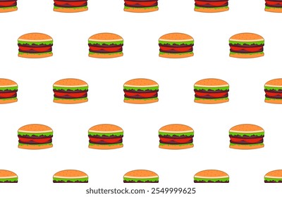 seamless pattern with burger on white background.