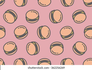 Seamless pattern with burgers on Rose quartz background