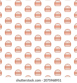 Seamless pattern of burgers in white background with mini doodle (icon). Vector Illustration