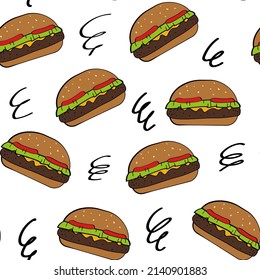 Seamless pattern with a pattern of burgers for your creativity.