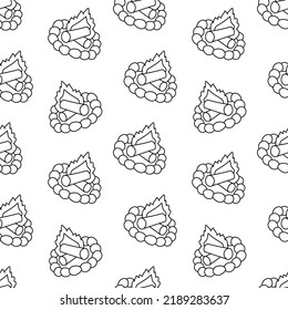 Seamless Pattern With Burning Campfire Hand Drawn Doodle Outline Vector