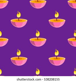 Seamless pattern with burning candle