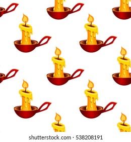 Seamless pattern with burning candle