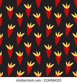 Seamless pattern burning hearts. Boho doodle modern print funny handdrawn childish art. Vector EPS and JPG.