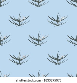 Seamless pattern. Bush of flowers on a blue background. for textiles, fabric or packaging. Vector image

