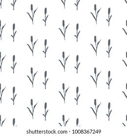 Seamless pattern with bushes of reed on white. Vector Illustration