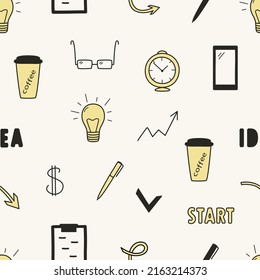 Seamless pattern business concept, background wallpaper finance or economics