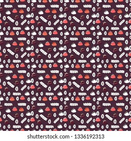 Seamless pattern Business icons set. Vector illustration. Flat elements on black, brown and white background. Icons for business, management, finance, strategy, marketing.